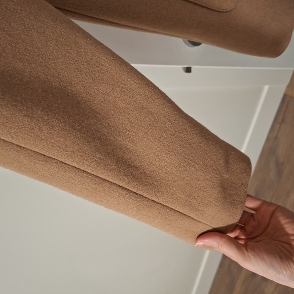 M&S Women's Classic Camel Wool Funnel-neck Overcoat (Size EU 42; US 10-12/L) - Picture 5 of 10